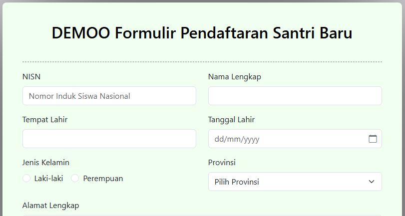 Template Formulir Pendaftaran Siswa Baru